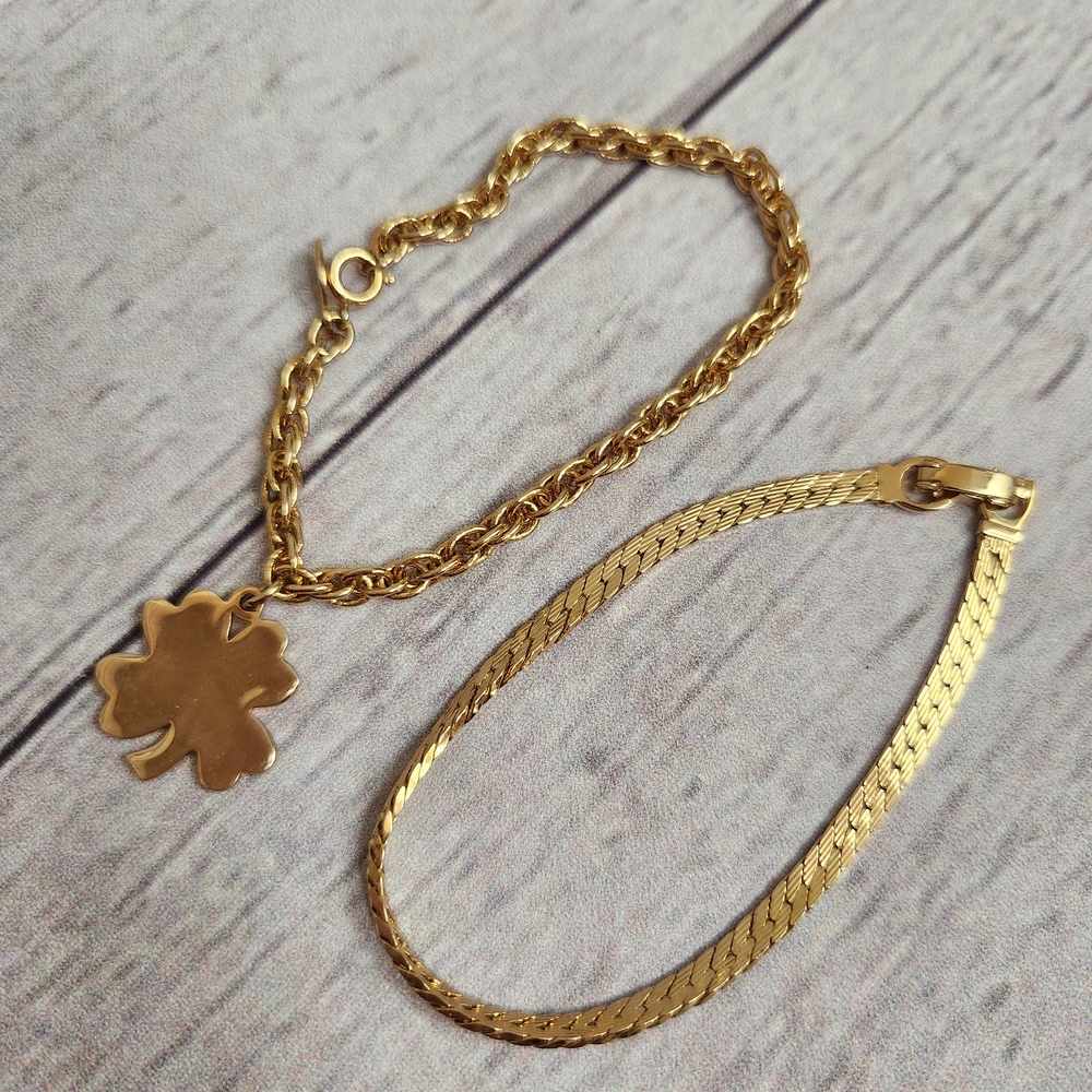Gold-Tone Clover Charm Bracelet Set - Women Jewelry